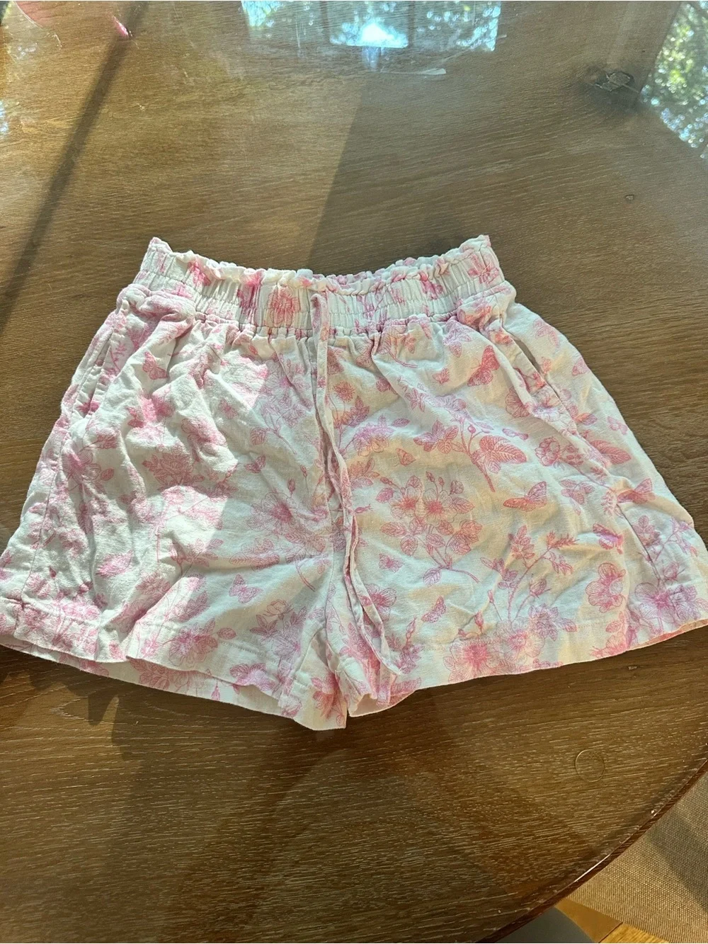 Francesca's Collections Pink Floral High-Waist Shorts